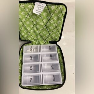 QUILTED Black and Green Paisley Colored PILL BOX